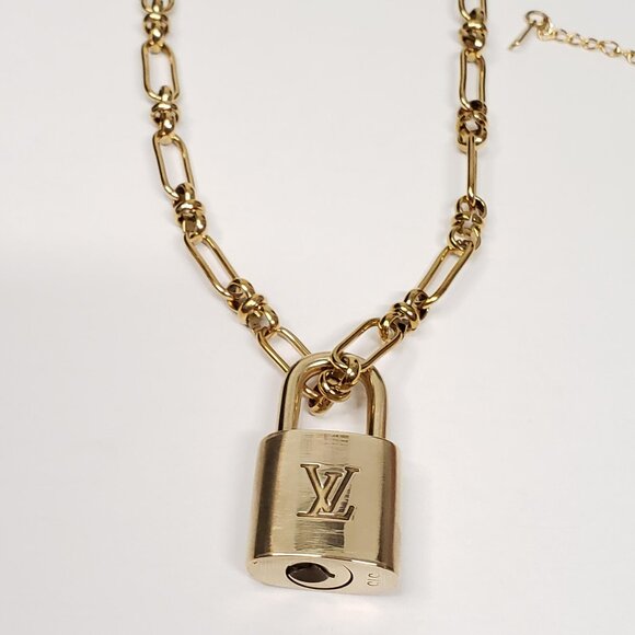 Authentic Louis Vuitton Padlock w/unbranded Stainless Steel Necklace & Bracelet - Picture 6 of 16